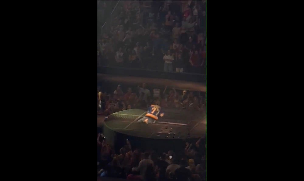 At a St. Louis concert, Post Malone fell through a trap door