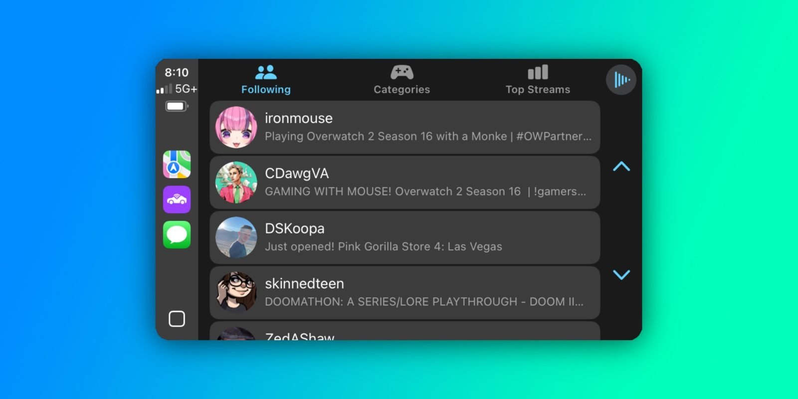 Indie App Spotlight: ‘CarStream’ provides distraction-free Twitch streams for CarPlay