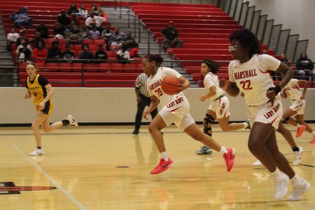 Marshall girls basketball avoids Nacogdoches’ comeback, earns first district win