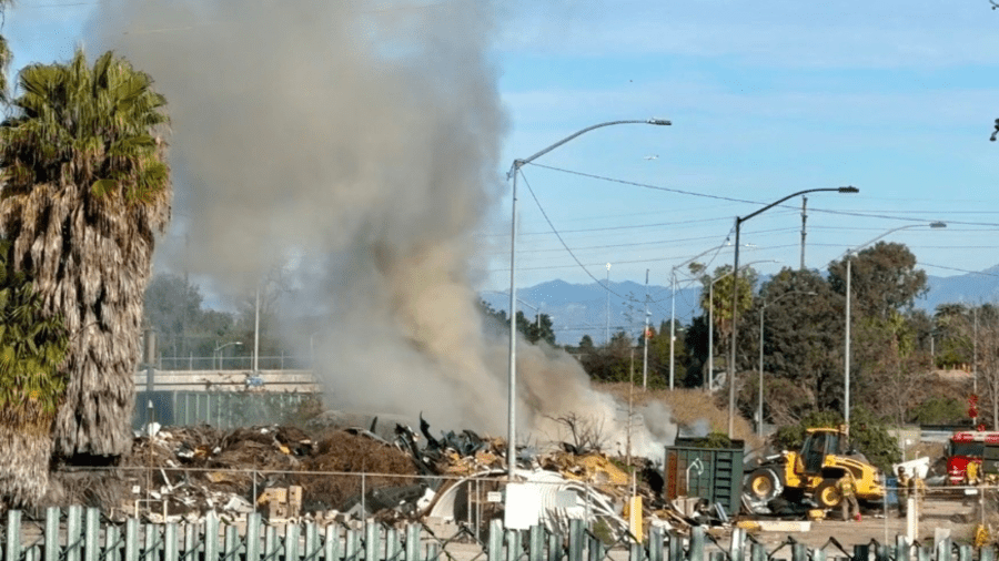 Fire reported at public works yard in Long Beach