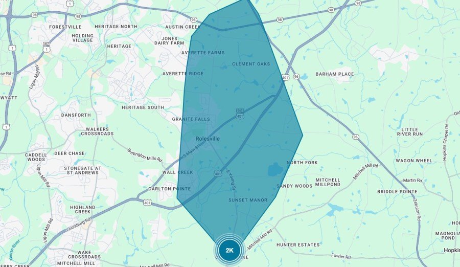 Power outage impacts 2,500 customers in Rolesville and nearby areas; police direct traffic on US 401, other roads
