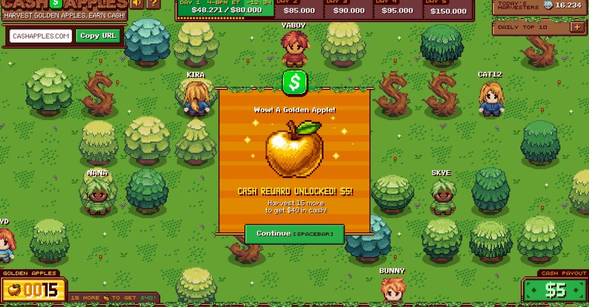 ‘Cash Apples’ is giving away $500,000 to people who click on trees in a web browser