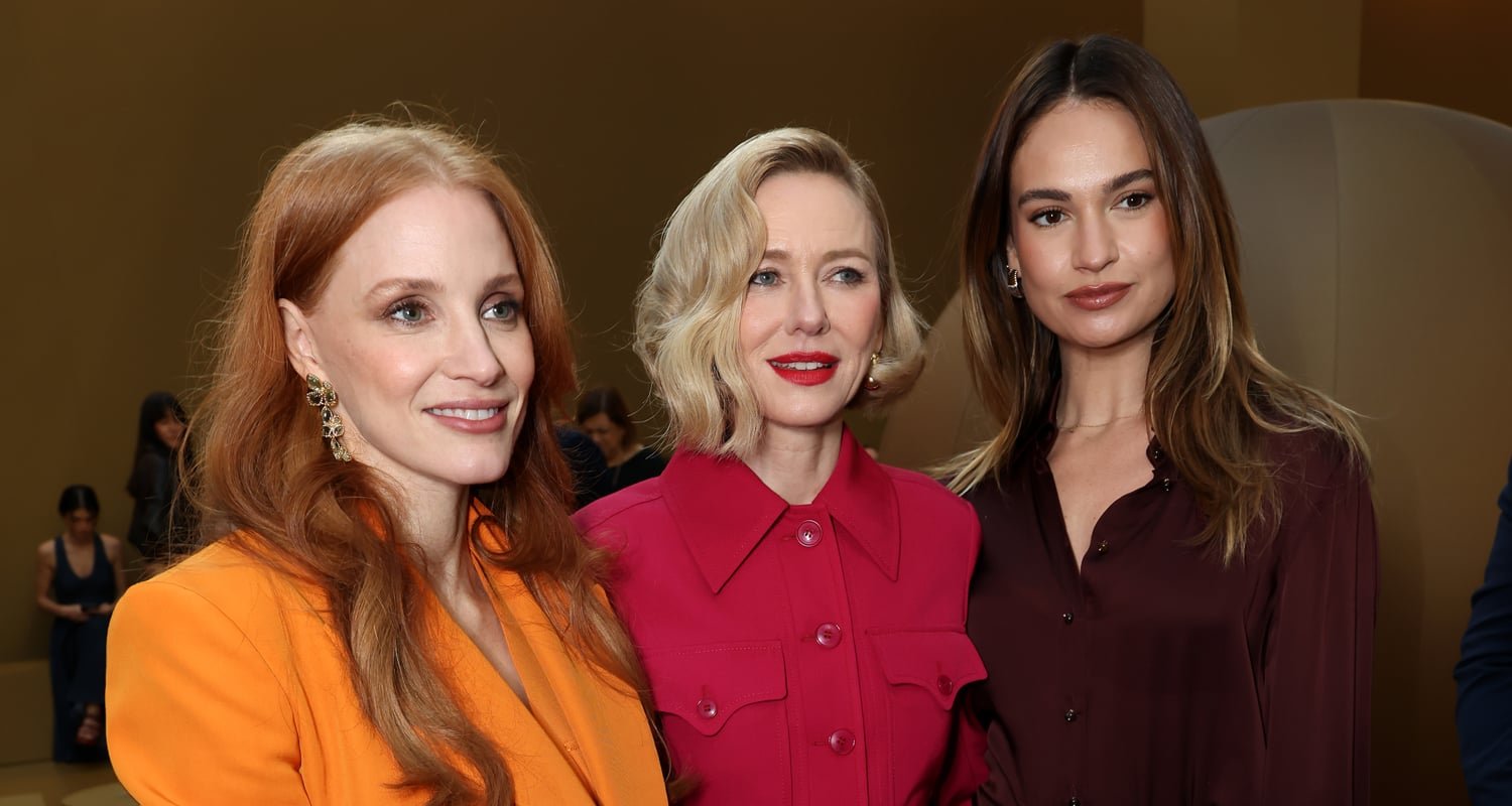 Jessica Chastain Sits Front Row with Naomi Watts &amp; Lily James at Zimmermann Fashion Show in Paris