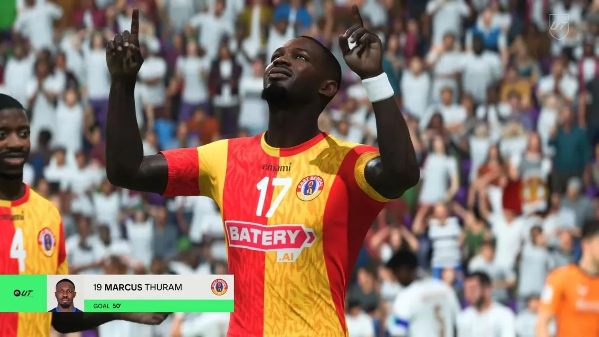 Marcus Thuram celebrating a goal in eafc 25