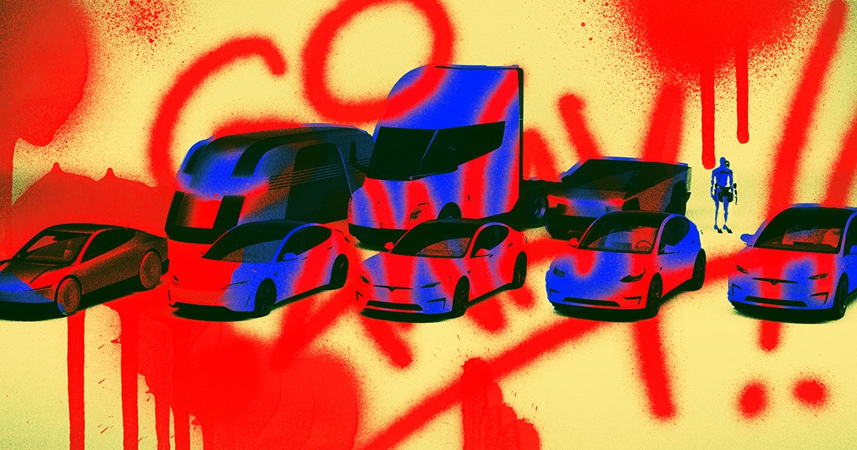 wave vandalism protest tesla