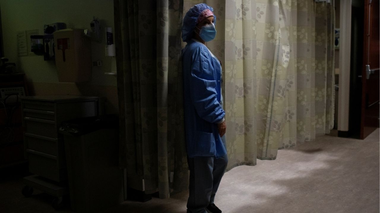 A nurse checks on a patient in the Triage area in a hospital in Royal Oak Michigan U.S. February 1 2022. Reuters File