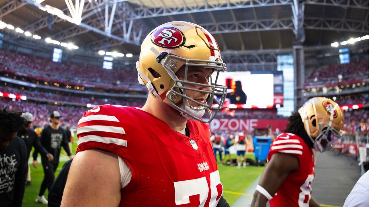 Dec 17 2023 Glendale Arizona USA San Francisco 49ers offensive lineman Ben Bartch 78 against the Arizona Cardinals at State Farm Stadium. Mark J. Rebilas USA TODAY Sports