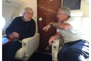 philosopher noam chomsky and jeffrey epstein appear in this undated handout photo from the estate of the late financier and conv