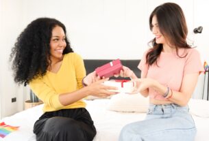 multiracial young lesbian couple happily 1052425239