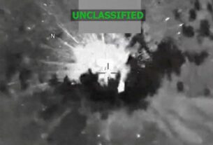An explosion occurs on a vessel during what the U.S. military says was a kinetic strike on a suspected drug trafficking vessel in the Caribbean at an unidentified location in this screen grab obt
