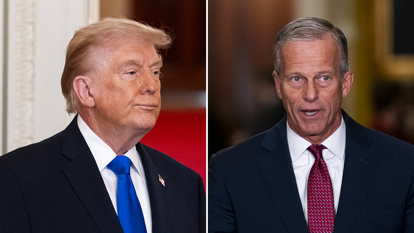 Trump calls on Thune to fire Senate parliamentarian to pass SAVE America Act 1 trumpdonald thunejohn 030926gn01 w